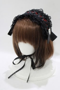 画像1: NOEMIE / ローズレースゴシックヘッドドレス  ブラック/レッド H-25-12-04-082-LO-AC-NS-ZH