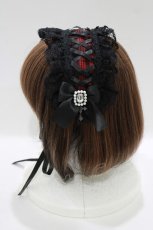 画像2: NOEMIE / ローズレースゴシックヘッドドレス  ブラック/レッド H-25-12-04-082-LO-AC-NS-ZH (2)