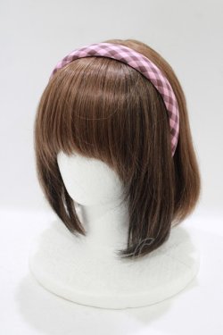 画像1: an another angelus / レトロギンガムカチューシャ  ピンク H-25-12-04-084-CA-AC-NS-ZH