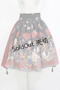 ALICE and the PIRATES / クリスの百鬼夜行〜宵に咲き誇る妖の華〜柄スカート Free 墨×エンジ（Black） H-25-12-04-011-PA-SK-NS-ZH