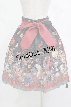 画像3: ALICE and the PIRATES / クリスの百鬼夜行〜宵に咲き誇る妖の華〜柄スカート Free 墨×エンジ（Black） H-25-12-04-011-PA-SK-NS-ZH