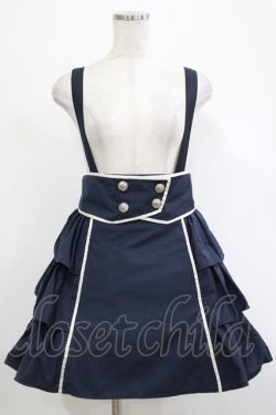 画像1: Blue rouge / サスペンダーフリルスカート Free ネイビー H-25-12-04-025-CA-SK-NS-ZH