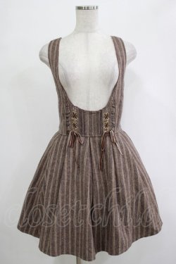 画像1: LIZ LISA / ストライプジャンパースカート Free ブラウン H-25-12-05-022-LO-OP-NS-ZH