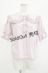 axes femme kawaii / 半袖丸襟コットンブラウス M ピンク H-25-12-05-030-AX-BL-NS-ZH