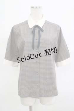 画像1: Fi.n.t / タイ付きチェッククレリック5分袖シャツ Free GRAY×NV H-25-12-05-032-CA-BL-NS-ZH