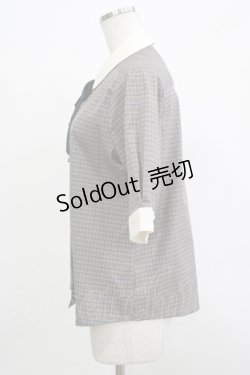 画像2: Fi.n.t / タイ付きチェッククレリック5分袖シャツ Free GRAY×NV H-25-12-05-032-CA-BL-NS-ZH