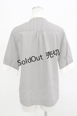 画像3: Fi.n.t / タイ付きチェッククレリック5分袖シャツ Free GRAY×NV H-25-12-05-032-CA-BL-NS-ZH