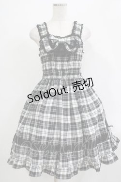 画像1: BABY,THE STARS SHINE BRIGHT / タータンチェックリボンシャーリングプリンセスジャンパースカート Free ブラック H-25-12-05-004-BA-SK-NS-ZH