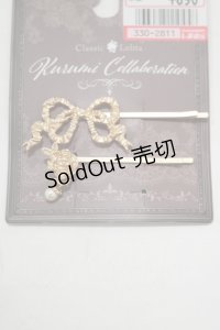 Kurumi Collaboration / CLK*リボンヘアピン  ゴールド H-25-12-05-039-GO-AC-NS-ZH