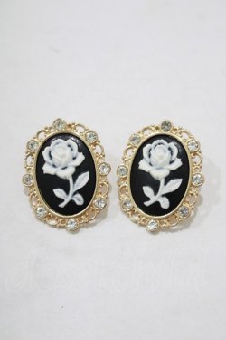 画像1: m petit by misako / AMフラワーイヤリング  ブラック H-25-12-05-048-LO-AC-NS-ZH