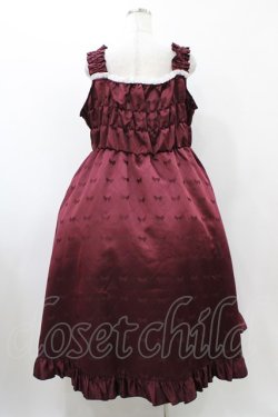 画像2: Cherirulu Chocola / リボン柄ジャンパースカート 3L ボルドー H-25-12-05-1037-0-OP-NS-ZH