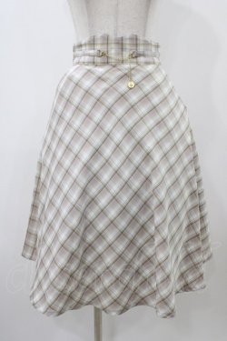 画像1: F＆A / コインチェーン使いパステルチェックフレアースカート サイズ1 PURPLE×BR H-25-12-05-1045-0-SK-NS-ZH