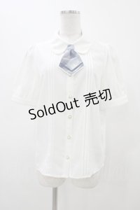 Amavel / Fancy School ネクタイ付シャツブラウス Free オフ/ブルー H-25-12-05-1053-CA-BL-NS-ZH