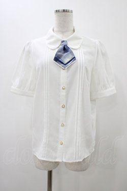 画像1: Amavel / Fancy School ネクタイ付シャツブラウス Free オフ/ブルー H-25-12-05-1053-CA-BL-NS-ZH