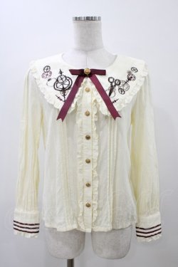 画像1: Amavel / big衿歯車刺繍ブラウス Free 生成り H-25-12-05-1056-CA-BL-NS-ZH