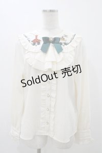 Amavel / 喫茶アマベルのランチセットブラウス Free 生成り/グリーン H-25-12-05-1057-CA-BL-NS-ZH