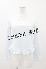 Angelic Pretty / レース立ち襟切替カットソー Free サックス H-25-12-05-1060-AP-TO-NS-ZH