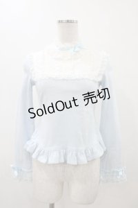 Angelic Pretty / レース立ち襟切替カットソー Free サックス H-25-12-05-1060-AP-TO-NS-ZH