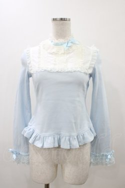 画像1: Angelic Pretty / レース立ち襟切替カットソー Free サックス H-25-12-05-1060-AP-TO-NS-ZH