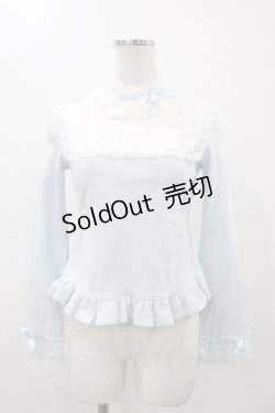 画像1: Angelic Pretty / レース立ち襟切替カットソー Free サックス H-25-12-05-1060-AP-TO-NS-ZH