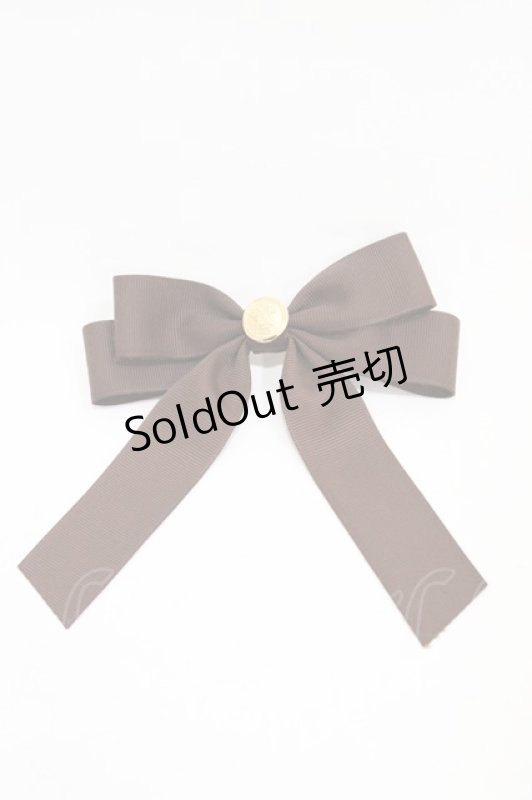 画像1: Amavel / エンブレムボタン付リボンブローチ  ブラウン H-25-12-05-1012-CA-ZA-NS-ZH (1)