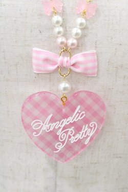 画像1: Angelic Pretty / Lovelyギンガムネックレス  ピンク H-25-12-05-1015-AP-AC-NS-ZH