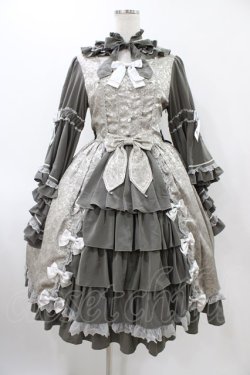 画像1: metamorphose / ノーブルジャガード姫袖ワンピース Free グレー H-25-12-05-1018-ME-OP-NS-ZH