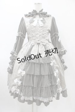 画像1: metamorphose / ノーブルジャガード姫袖ワンピース Free グレー H-25-12-05-1018-ME-OP-NS-ZH