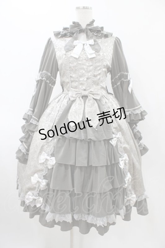 画像1: metamorphose / ノーブルジャガード姫袖ワンピース Free グレー H-25-12-05-1018-ME-OP-NS-ZH (1)