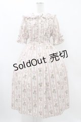 axes femme kawaii / RosyBear柄ワンピース M 生成り H-25-12-05-1029-AX-OP-NS-ZH