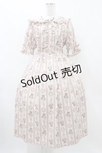 axes femme kawaii / RosyBear柄ワンピース M 生成り H-25-12-05-1029-AX-OP-NS-ZH