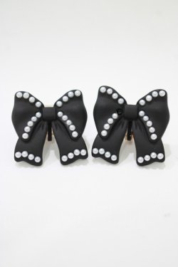画像1: m petit by misako / AMPLリボンモチーフイヤリング  ブラック H-25-12-05-055-LO-AC-NS-ZH