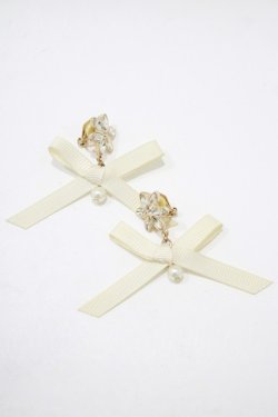 画像1: m petit by misako / AMビジューリボンイヤリング  アイボリー H-25-12-05-057-LO-AC-NS-ZH