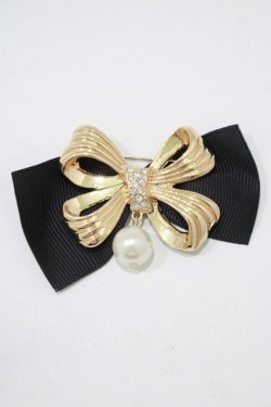 画像1: m petit by misako / AMPLリボンブローチ  ブラック H-25-12-05-059-LO-AC-NS-ZH