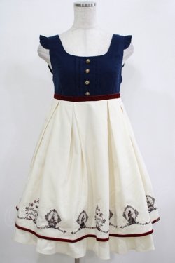 画像1: Amavel / 眠れる森の美女刺繍入りバイカラーデザインジャンスカ Free オフ/ネイビー H-25-12-05-011-CA-OP-NS-ZH