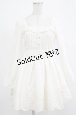 画像1: LIZ LISA / ウエストリボン刺繍ワンピース Free ホワイト H-25-12-05-017-LO-OP-NS-ZH
