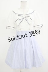 Secret Honey / ストライプドッキングセーラーワンピース Free オフ/サックス H-25-12-05-020-CA-OP-NS-ZH