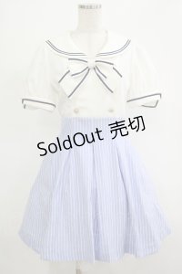 Secret Honey / ストライプドッキングセーラーワンピース Free オフ/サックス H-25-12-05-020-CA-OP-NS-ZH