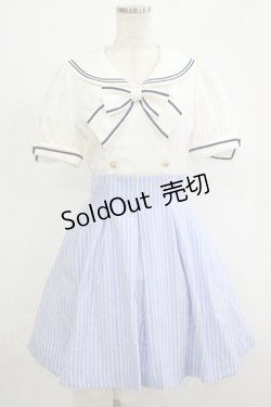 画像1: Secret Honey / ストライプドッキングセーラーワンピース Free オフ/サックス H-25-12-05-020-CA-OP-NS-ZH