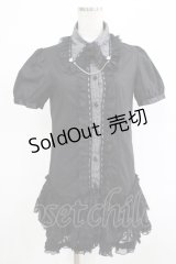 HANGRY&ANGRY / ANGRYレースフリルシャツチュニック  ブラック H-25-12-06-028-HN-BL-KB-ZH