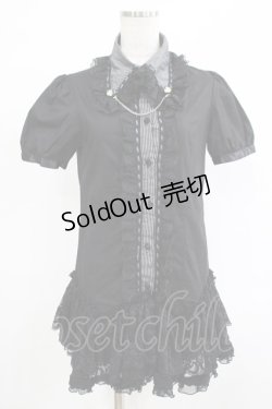 画像1: HANGRY&ANGRY / ANGRYレースフリルシャツチュニック  ブラック H-25-12-06-028-HN-BL-KB-ZH