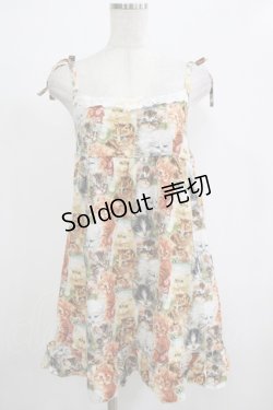 画像1: Nile Perch / キャットプリントキャミワンピース   H-25-12-06-029-LO-OP-KB-ZH