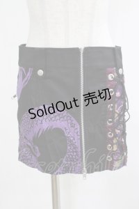 gouk / フロントZIPスカート  黒×紫 H-25-12-06-032-GO-SK-KB-ZH