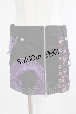 画像1: gouk / フロントZIPスカート  黒×紫 H-25-12-06-032-GO-SK-KB-ZH