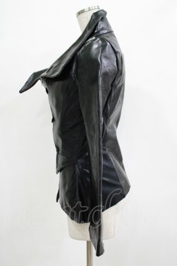 画像2: h.NAOTO / レイヤード風レザー切替ジャケット  ブラック H-25-12-06-038-HN-JA-KB-ZH