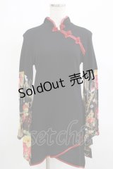 Qutie Frash / チャイナチュニック  黒×赤 H-25-12-06-044-QU-TO-KB-ZH