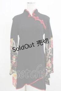 Qutie Frash / チャイナチュニック  黒×赤 H-25-12-06-044-QU-TO-KB-ZH