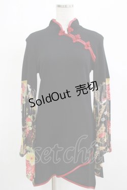 画像1: Qutie Frash / チャイナチュニック  黒×赤 H-25-12-06-044-QU-TO-KB-ZH