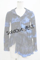 HANGRY&ANGRY / チェックフリルプリントボレロ  黒×青 H-25-12-06-046-HN-TO-KB-ZH