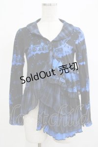 HANGRY&ANGRY / チェックフリルプリントボレロ  黒×青 H-25-12-06-046-HN-TO-KB-ZH